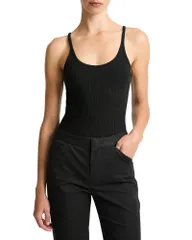 ヴィンス レディース トップス タンクトップ リブニット Vince Rib Knitank Top Black ブラック