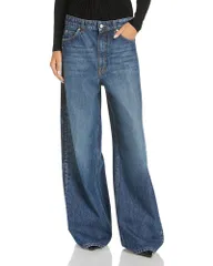 ステラマッカートニー レディース ボトムス デニムパンツ ワイドレッグ ジーンズ Stella McCartney Sidetail Wide Leg Jeans in Dark Blue ブルーのサムネイル