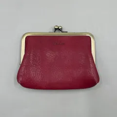 美品　Dakota ダコタ 財布　コインケース　カードケース　がま口　ロゴ型押し　レザー　赤　レッドのサムネイル