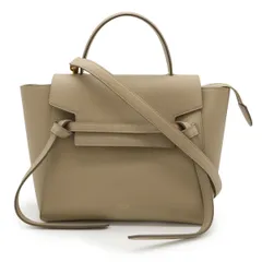 CELINE セリーヌ ベルトバッグ マイクロ ハンドバッグ 2WAY ショルダーバッグ カーフスキン レザー ベージュ ゴールド金具 180153
