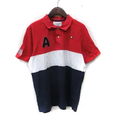 アーノルドパーマー Arnold Palmer ポロシャツ 鹿の子 ボーダー ワッペン 半袖 マルチカラー /YI