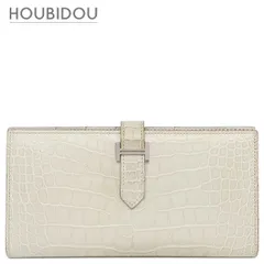 エルメス HERMES 長財布 ベアンスフレ アリゲーターマット べトン シルバー金具 クロコ 二つ折り A【中古】のサムネイル
