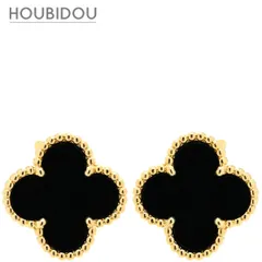 ヴァンクリーフアーペル Van Cleef & Arpels ピアス ヴィンテージ アルハンブラ ブラック×イエローゴールド 黒 Au750 YG 18K オニキス  VCARA44200【中古】