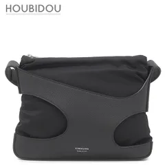 サルヴァトーレ・フェラガモ Salvatore Ferragamo ショルダーバッグ カットアウト ナイロン レザー ブラック シルバー金具 黒 斜め掛け   241499 【保存袋】【中古】