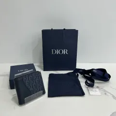 限定COLOR ディオール オブリーク SADDLE 二つ折り財布 BLUE