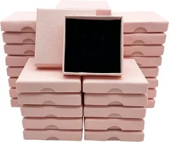 HIRAISM ギフトボックス アクセサリー 箱 薄型 正方形 小物 ジュエリー ピアス 収納 無地 クラフト紙 36個 セット (ピンク,  7 x 7 x 1.5cm)