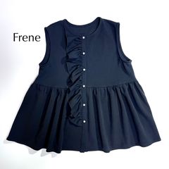 Eimee Law ジレ ペプラム フリル ネイビー ベスト フレア 清楚 紺