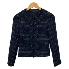 ESTNATION(エストネーション) ジャケット サイズ38 M レディース美品  ダークネイビー×ブルー×シルバー 春・秋物/ツイード/フリンジのサムネイル
