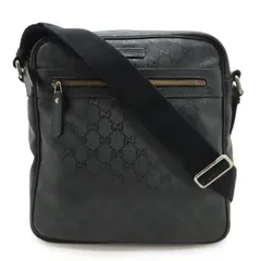 GUCCI グッチ GGインプリメ ショルダーバッグ ポシェット 斜め掛け PVC レザー 黒 ブラック 201448