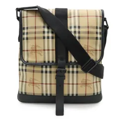 BURBERRY バーバリー ノバチェック チェック柄 シャドーホース ショルダーバッグ 斜め掛け PVC レザー ベージュ ブラック 黒