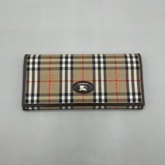 美品✨バーバリー 長財布 二つ折り キャンバス レザー ノバチェック