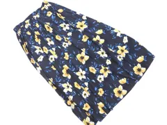 NATURAL BEAUTY BASIC ナチュラルビューティーベーシック 花柄 ロング スカート sizeS/紺 ■◇ レディース