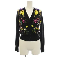 ブルマリン Blumarine ニット カーディガン 花モチーフ 長袖 38 黒 ブラック 213308 /☆Gのサムネイル