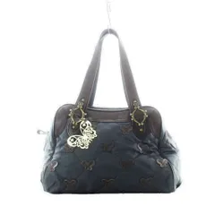 アナスイ ANNA SUI ハンドバッグ トート  ボストン 緑 茶色 ブラウン ナイロン レザー キルティング パピヨン 蝶々 ■GY42 /RI ■OS