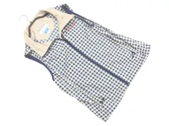 Columbia コロンビア 2WAY フード ロゴ チェック ベスト sizeM/グレージュx紺 ■◇ メンズ