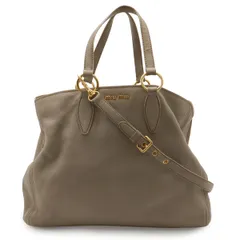 Miu Miu ミュウ ミュウ ミュウミュウ ヴィッテロ カリブ トートバッグ 2WAY ショルダーバッグ レザー グレー 灰 