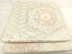 平和屋着物◎六通柄袋帯　唐織　亀甲花文　銀糸　正絹　逸品　AABI0926yx 平和屋着物◎六通柄袋帯 唐織 亀甲花文 銀糸 正絹 逸品 AABI0926yx