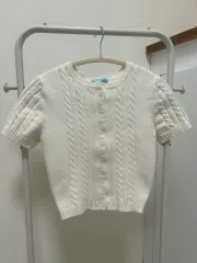 PALE JADE(ペイルジェイド) 白 ケーブル編み ニット カーディガン