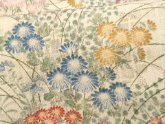 平和屋着物■上質な小紋　草花文　鬼しぼ縮緬　正絹　逸品　CABF1159fb
