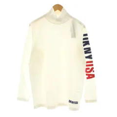 ダナキャランニューヨーク DKNY JEANS Tシャツ カットソー 長袖 ハイネック ロゴプリント O/S 白 ホワイト /KU ■GY60のサムネイル