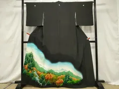 平和屋着物■豪華黒留袖　遠山樹林文　暈し染め　正絹　逸品　CABF6141dy