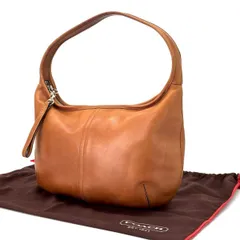 【余白まで美しい】　COACH　ハーフムーン ワンショルダーバッグ グラブタンレザー 裏地総柄 シグネチャー オールドコーチ　ブラウン