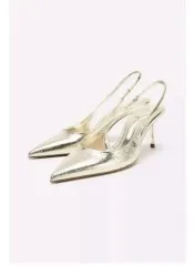 ZARA ザラ メタリック スリングバック ヒール - GOLD 38(245)