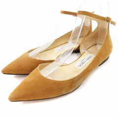 ジミーチュウ JIMMY CHOO パンプス ストラップ ポインテッドトゥ ローヒール 34.5 21.5cm 茶 ブラウン /OU