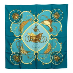 エルメス カレ90 SPRINGS スプリングス 馬車柄 スカーフ グリーン マルチカラー シルク レディース HERMES【1-0256351】