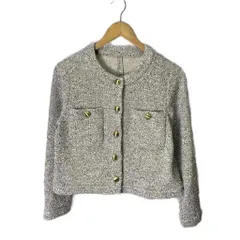 ブラーミン BRAHMIN ツイードジャケット ブルゾン 金ボタン 38 グレー マルチカラー ■FY
