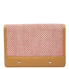 バーバリー ノバチェック カードケース パスケース  ベージュ レッド レザー キャンバス レディース BURBERRY【1-0263004】