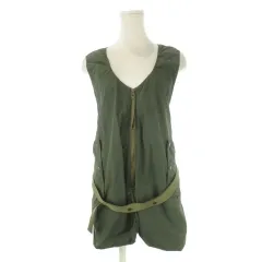 ビームスボーイ BEAMS BOY ベスト 緑 カーキ ノースリーブ フロントジッパー ベルト付き /CK24 ■GY63