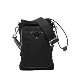 プラダ 三角ロゴプレート リナイロン 斜め掛け ショルダーバッグ ポーチ 2ZH155 ネロ ブラック ナイロン レディース PRADA【247-67058】