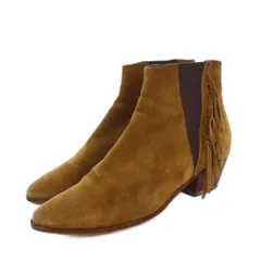 サンローラン パリ SAINT LAURENT PARIS サイドゴアブーツ ブーティ スエード フリンジ 37 ベージュ 416468 /KHのサムネイル