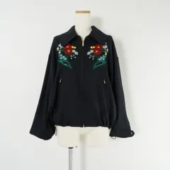 定価5.9万 MUVEIL ミュベール クロスステッチ ブルゾン ジャケット ジャンバー アウター 刺繍 ビーズ 黒 ブラックのサムネイル