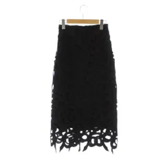 セルフォード CELFORD 22SS リボンレーススカート 34 黒 スカラップヘム ロング丈 CWFS214050 /JP