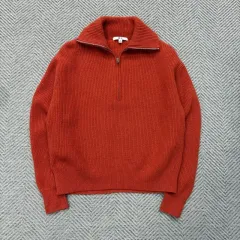 ユニクロ Cライン ラムウール ハーフジップアップ ニット v2882