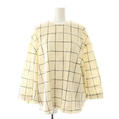 プレインピープル PLAIN PEOPLE 24SS ウィンドウペンプルオーバー カットソー 長袖 格子柄 リネン 9 アイボリー 黒 ブラック /MI ■OSのサムネイル