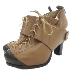 アレキサンダーマックイーン ALEXANDER MCQUEEN MCQ レースアップブーツ ブーティー ハイヒール サイドジップ レザー 38 茶 ブラウン /GV ■GY62のサムネイル