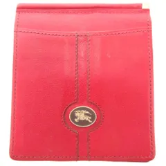 バーバリーズ Burberrys ヴィンテージ 二つ折り財布 ウォレット 小銭入れ無し マネークリップ ノバチェック 赤 レッド /AE ■GY18