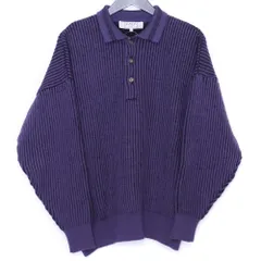 LANVIN ハーフボタン襟付きニット サイズ50 パープル C-TK2471