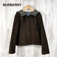 90s BURBERRY BLUE LABEL ヴィンテージ バーバリーブルーレーベル チェック フーディ フリース ジャケット ブルゾン カーキ レディース