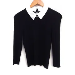 アプワイザーリッシェ Apuweiser-riche リブ ニット セーター 7分袖 つけ衿 無地 2 ブラック 黒 /FT26