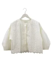マリリンムーン Marilyn Moon ミラノリブ レースジャケット オフホワイト 白 Milano Rib Lace Jacket トップス カーディガン 半袖のサムネイル