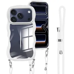 【新品】 iPhone 17 Pro Max 用の ケース ショルダー ストラップ iPhone 17Pro Max 用の カバー 斜めかけ 肩掛け 首掛け 韓国 クリア アイフォン17プロマックス スマホケース ホワイト 1