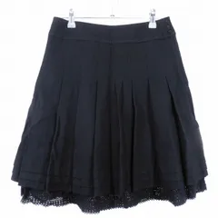 シンシアローリー CYNTHIA ROWLEY フレアスカート ひざ丈 タック サイドファスナー レース ウール 無地 2 黒 ブラック ボトムス /T2のサムネイル