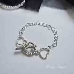 3連ハートシルバーチェーンブレスレット