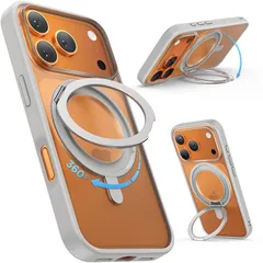 【新品】 SURPHY iPhone 17 Pro Max 用スタンドケース 半透明,6.9インチ(2025) 360°回転可能なスタンド MagSafe対応 横縦両立 角度調整 隠し収納式 マグネット搭載 スマホケース iPhone 17 Pro Max 1