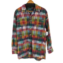 ポロバイラルフローレン Polo by RALPH LAUREN 90s SKI CAMP ポニー無し マルチカラー オープンカラーチェックL/S シャツ メンズ import：M 