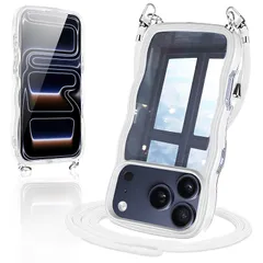 【新品】 iPhone 17 Pro Max 用の ケース ショルダー クリア うねうね いphone17 pro max カバー スマホケース 創意 個性 肩掛け 首掛け 斜めかけケース 可愛い かわいい 韓国 透明 TPU 耐衝撃 アイフォン17pro 1